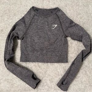 Gymshark Charcoal Seamless Cropped Long Sleeve Top
